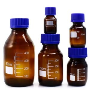 زجاجة كاشف زجاجية مخصصة بغطاء أزرق بني 500 مل