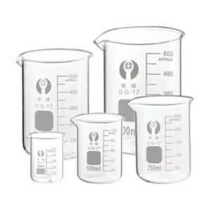 أدوات زجاجية للمختبرات، أكواب قياس حجم (5 ) مل