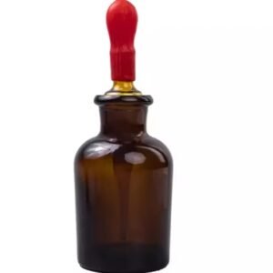 زجاجة بني  مزودة بقطارة مطاطية للمختبر حجم 30 مل